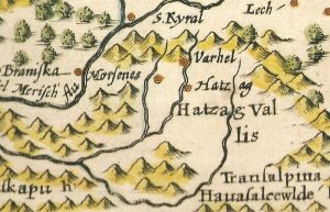 Ţara Hategului, detaliu dintr-o hartă a Transilvaniei de la 1607